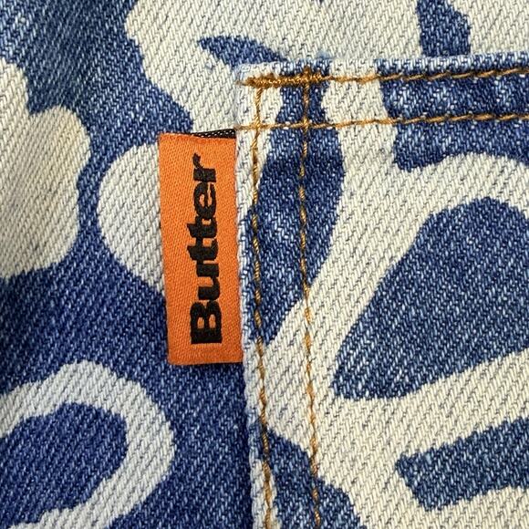 Butter Goods Baggy Jeans Mens 36 Blue White Floral Print Denim Pants Streetwear - Picture 5 of 16